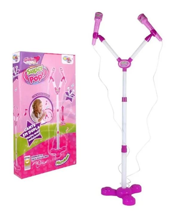 Microfone Duplo Infantil Conexao Mp3 Super Pop Wb7693 - Foto 3