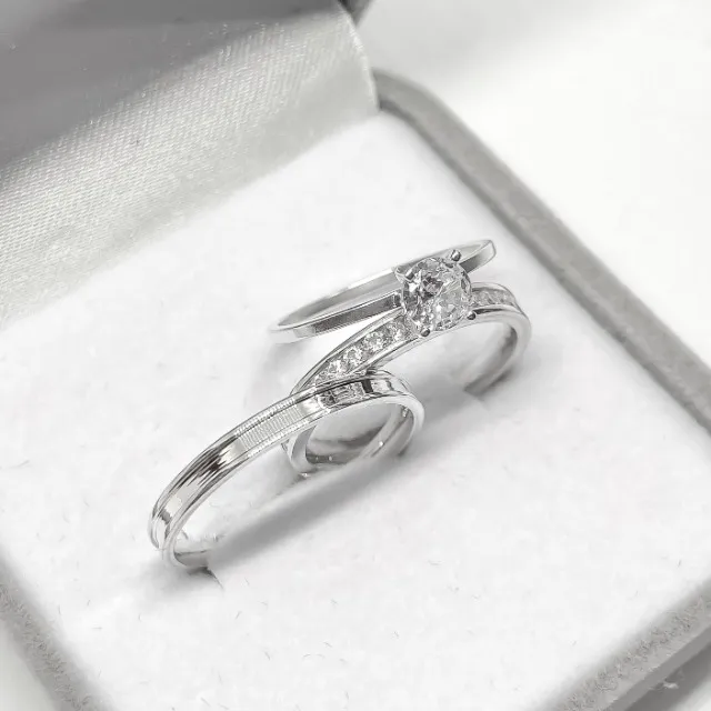 Alianças de prata legítima 2,2mm com anel solitário