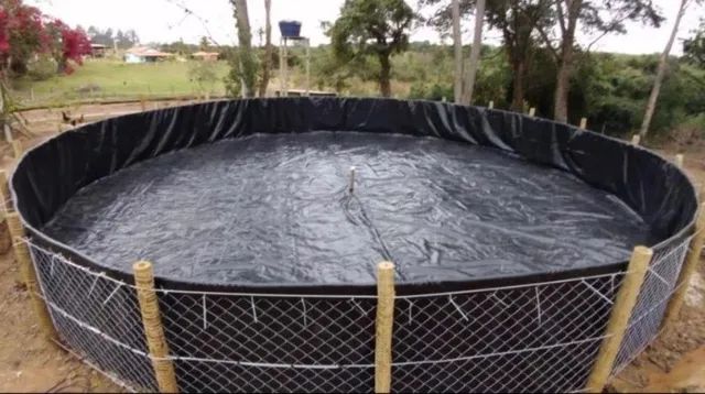 Tanque Circular Suspenso 60 Mil Litros Lona Pead Geomembrana Preta 800 micras