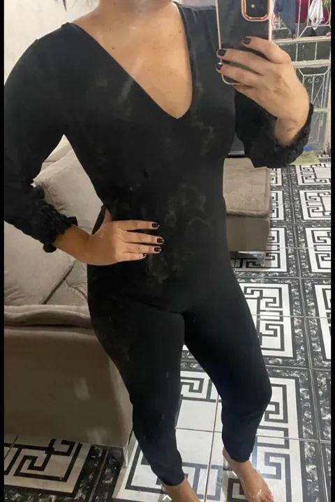 Macacão Preto Longo - Tamanho G