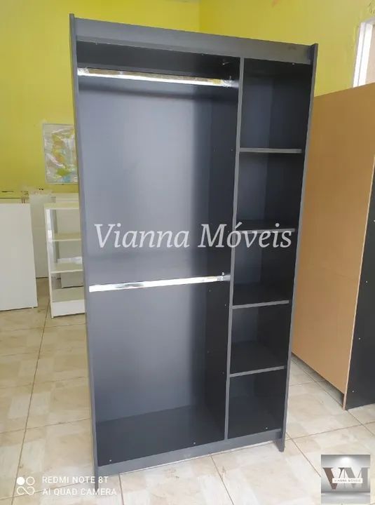 Cabideiro Duplo com Colmeia Lateral - Preto