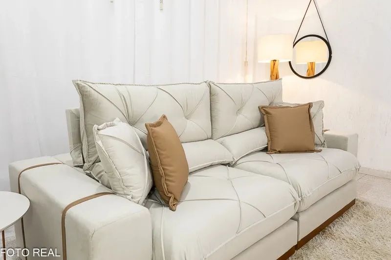 Sofá Retrátil Reclinável 2.50m Pérola D33 e Molas Ensacadas rf554 - Foto 4