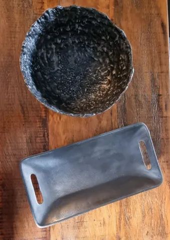 Conjunto Travessa e Tigela Cerâmica Rustica