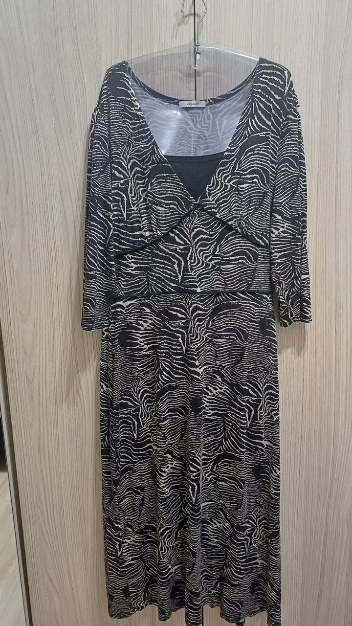 Vestido G longo Zebra Preto e Branco - Foto 3