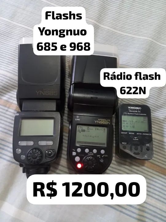 Flashs Yongnuo Nikon 685, 968 e Rádio Flash 622N - R$ 1200,00