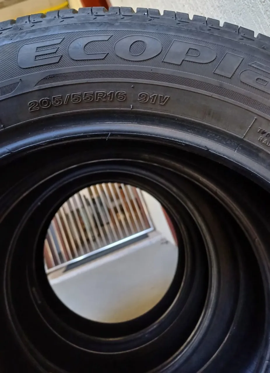 4 PNEUS SEMINOVOS 205/55 R16 91 V, ECOPIA BRIDGESTONE
