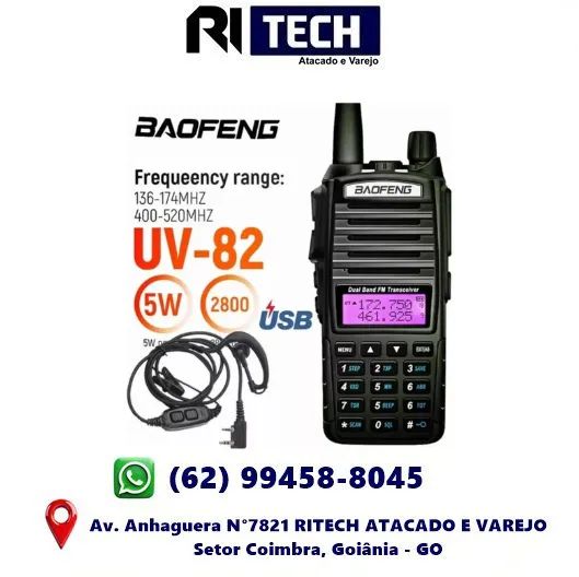 Rádio Amador Ht Baofeng Uv-82 Vhf / Uhf Walkie Talkie