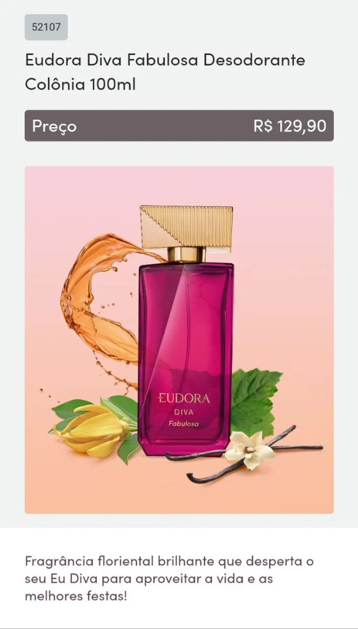 Eudora Diva Fabulosa Desodorante Colônia 100ml