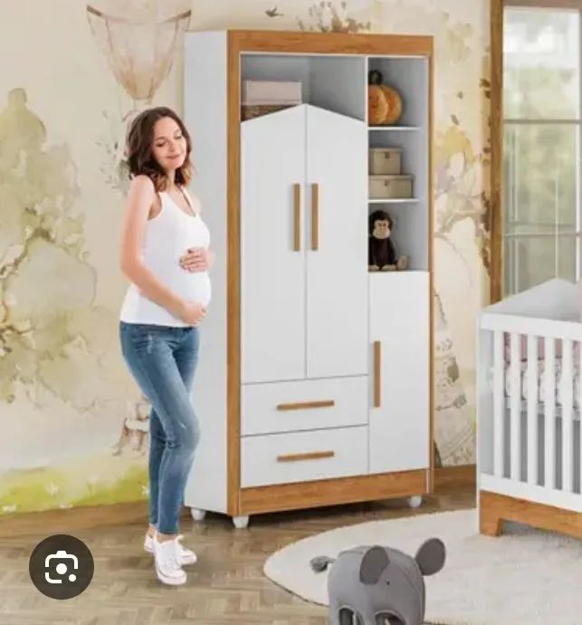 Guarda roupa infantil amadeirado/branco 