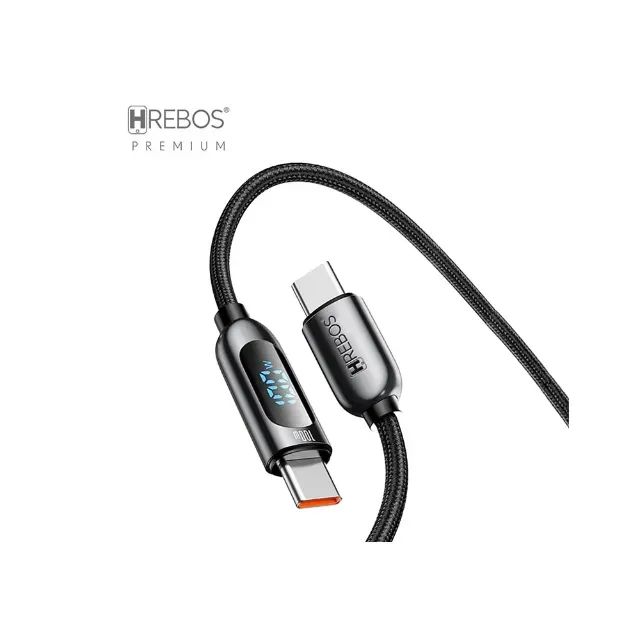 Cabo de carregador de celular e not de 100W,  Hrebos USB-C para USB-C, tecido trançado - Foto 4