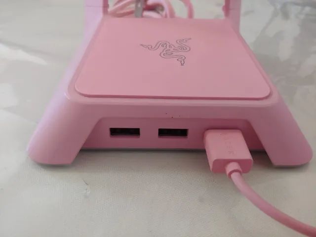 Kit Razer Headset Kraken Bt Kitty Edition + Suporte Razer Rosa - Foto 4