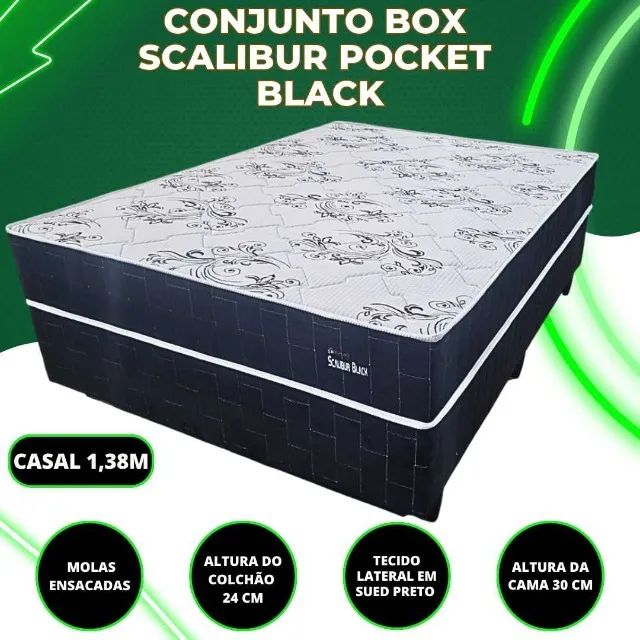 Cama Box Queen Molas Ensacadas Scalibur 1,58X1,98X0,24 Topazio Novo fazemos entrega