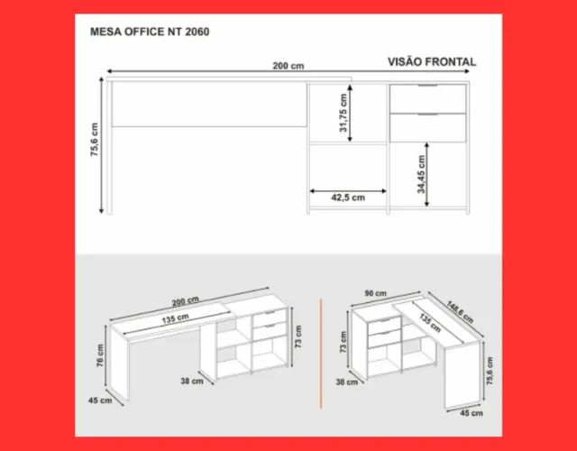 Escrivaninha 2 Gavetas e Nichos com Diversas Opções de Montagens (OFERTA PEGUE E LEVE)!! - Foto 2