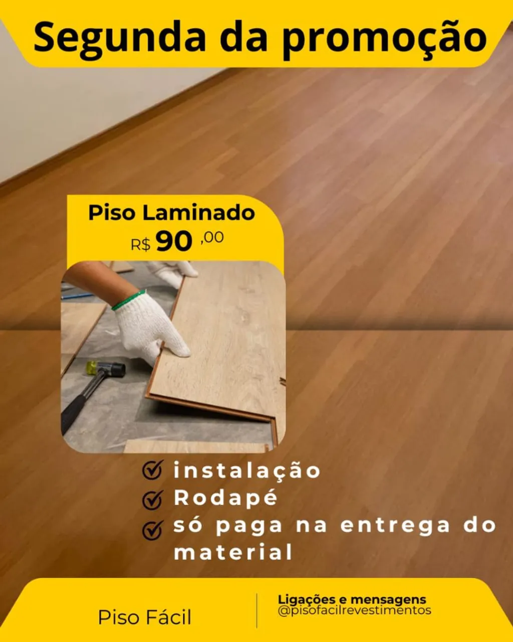 Piso Laminado em Promoção! Instalação e Rodapé Inclusos
