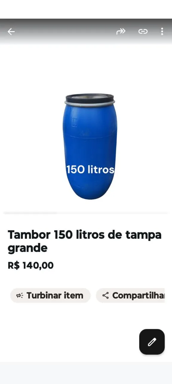 Tambor 150 Litros de Tampa Grande