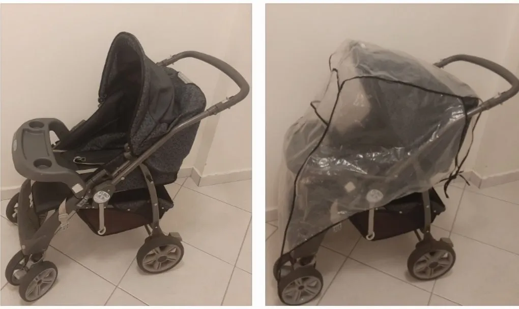 Carrinho Burigotto Alça reversivel com Capa de Chuva