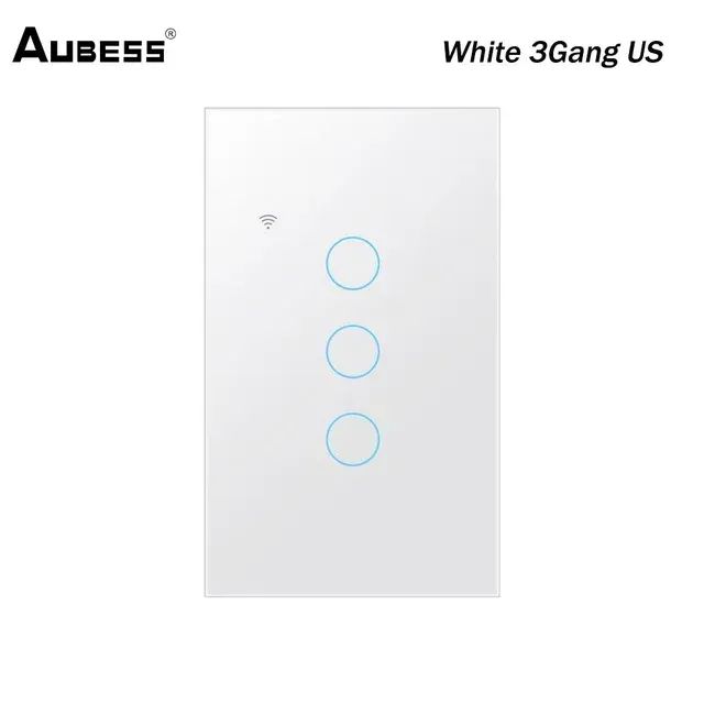 Interruptor inteligente (smart switch) 4x2, branco, 3 botões, touch, Wifi, Tuya/Smart Life