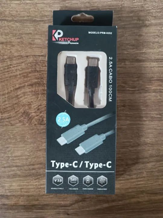 Cabo USB-C para USB-C 1m - 2.5A - Ketchup Premium