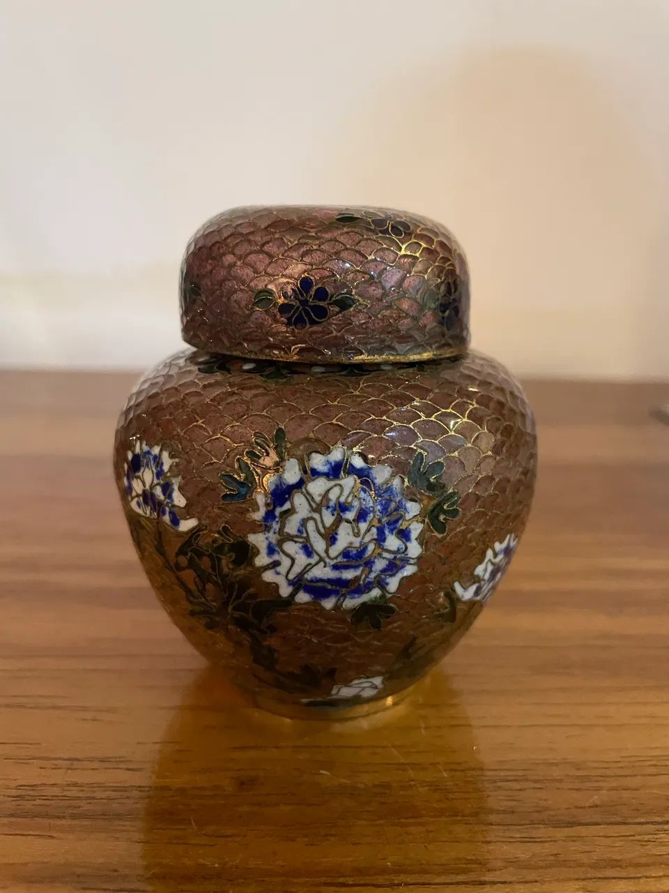 Pote cloisonné em metal - 9 cm