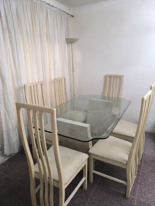 Mesa em Vidro Bisotê com Base de Mármore + 6 Cadeiras - Foto 5