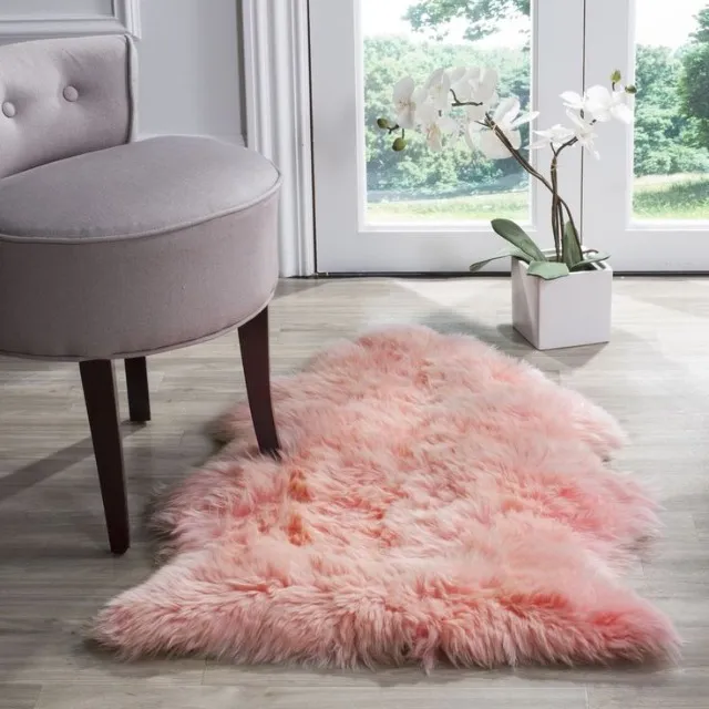 Pelego de lã natural 0,90x0,75m rosa claro oi2-83