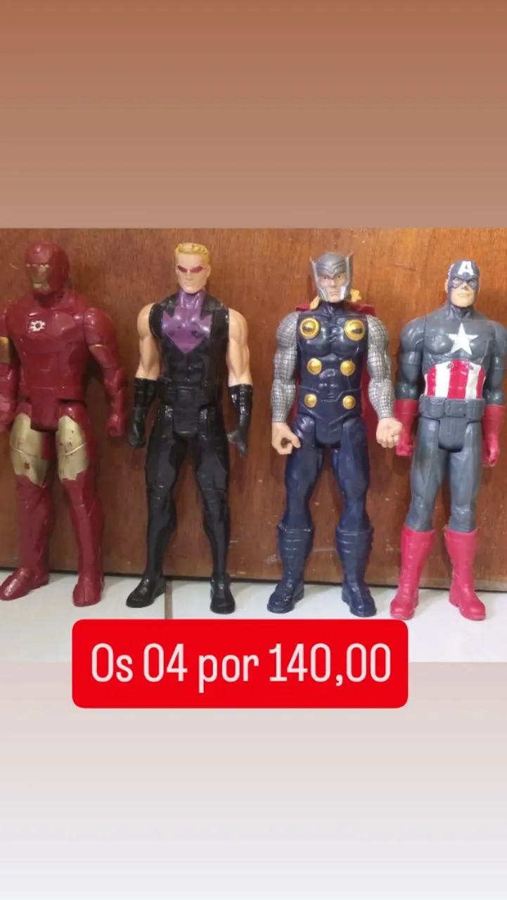 Bonecos Vingadores - Os 4 por 140,00