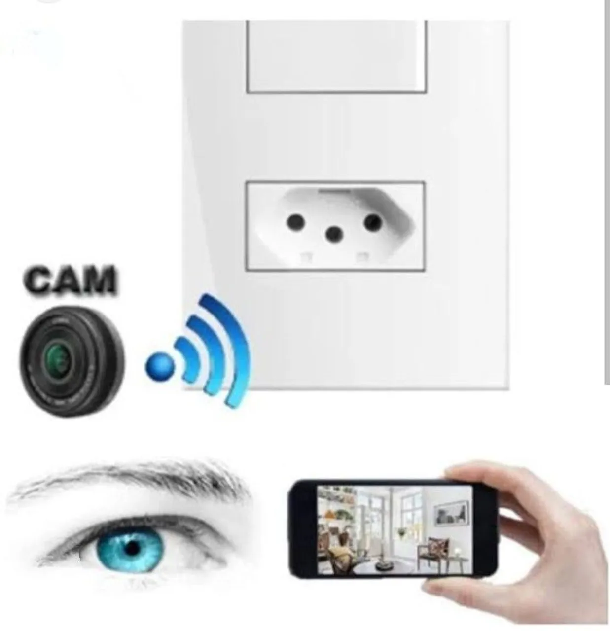 Câmera de Segurança Disfarçada Tomada Wifi Full HD