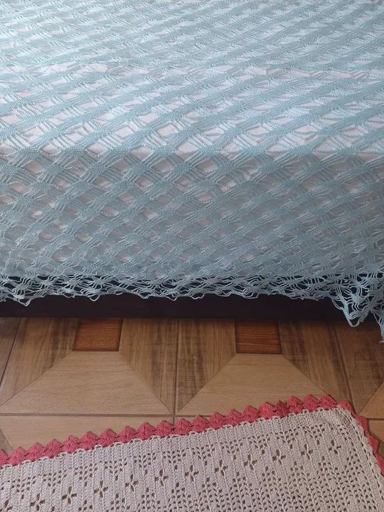 Jogo de Cama em Crochê Azul - Detalhes Delicados - Foto 4