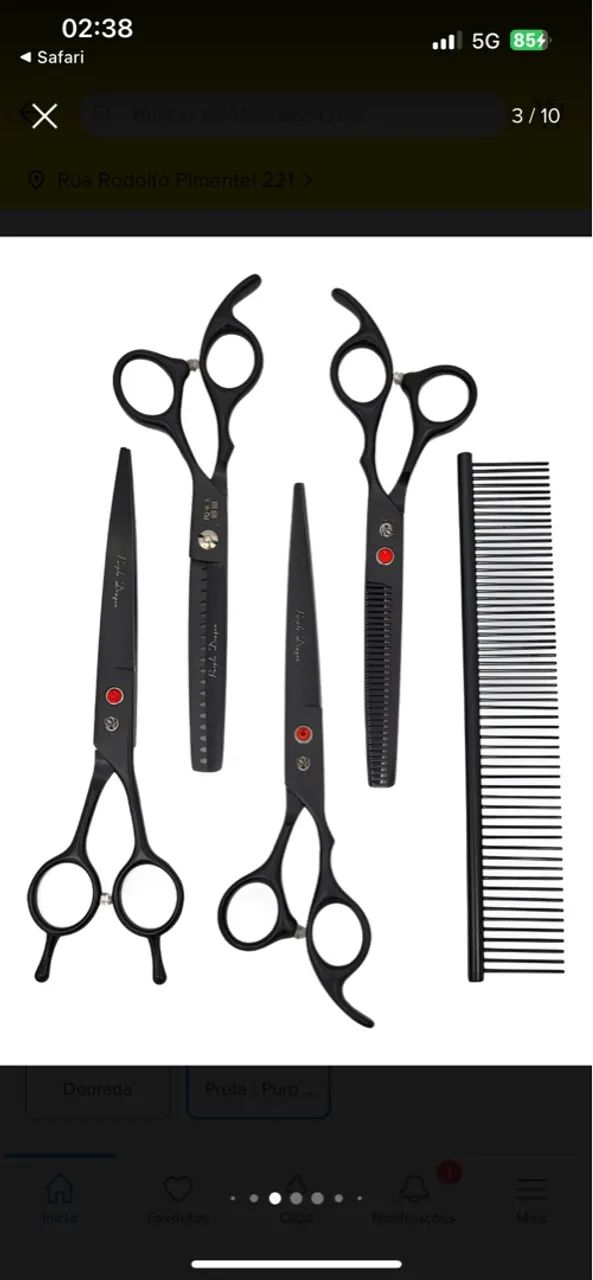 Kit Tesouras Purple Dragon Tosa Petshop - Preto - Foto 2