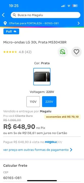 Microondas LG 30 litros NOVO NA CAIXA  - Foto 4