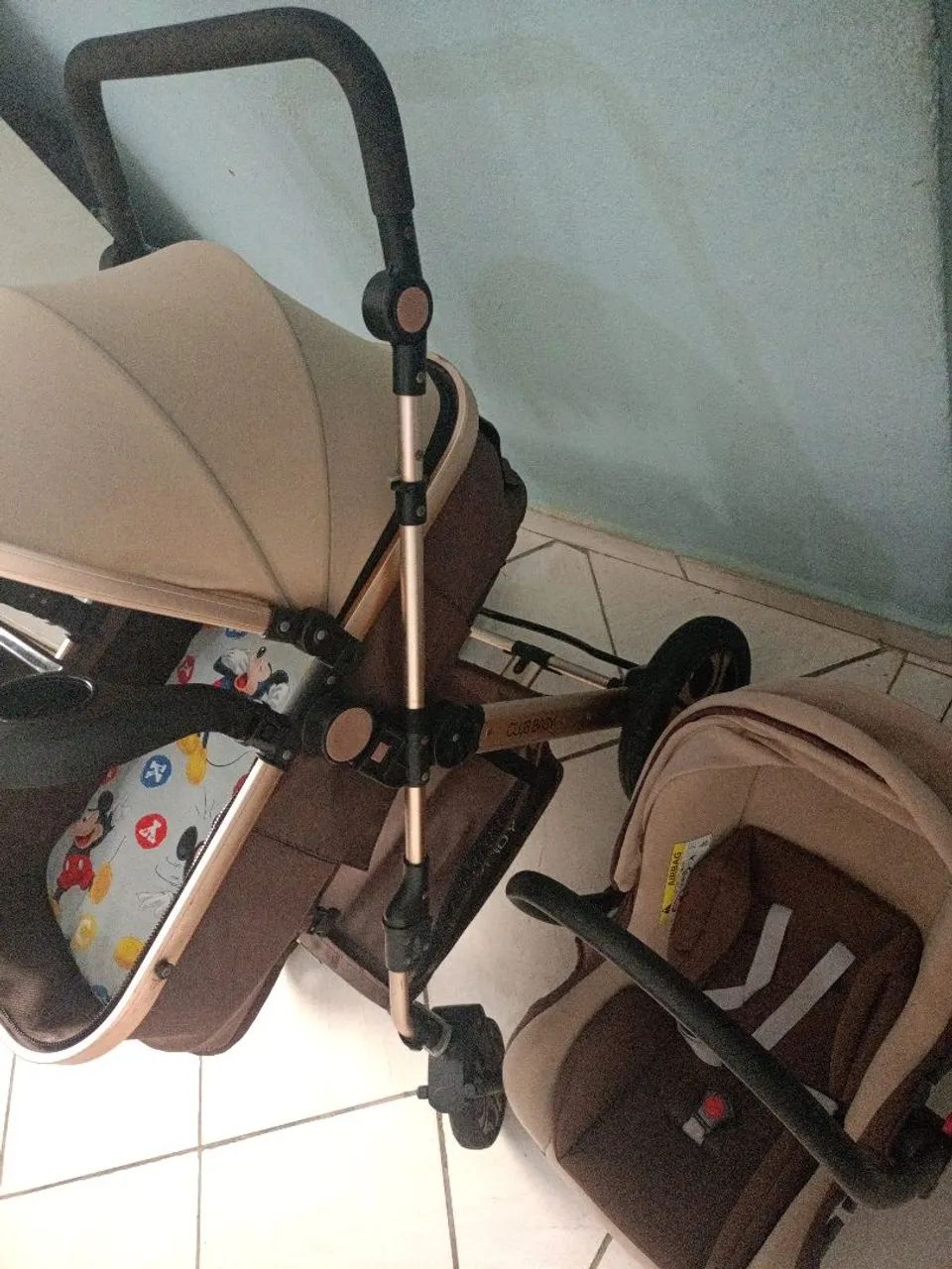 Carrinho e bebe com bebe conforto  - Foto 5