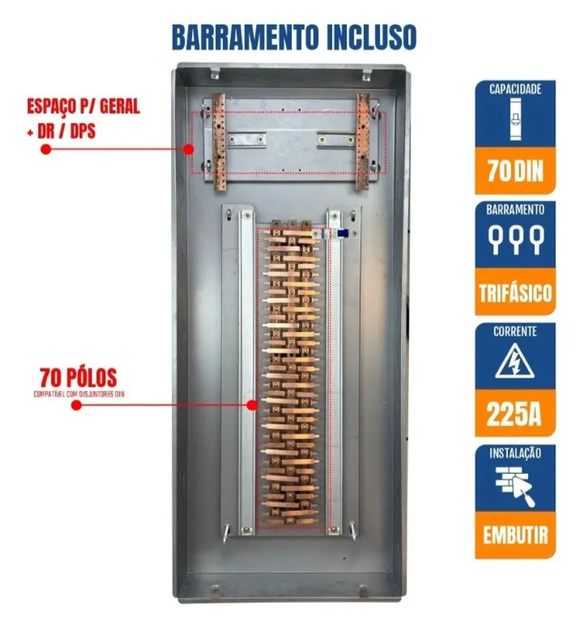 Quadro distribuição embutir 70 + Geral 