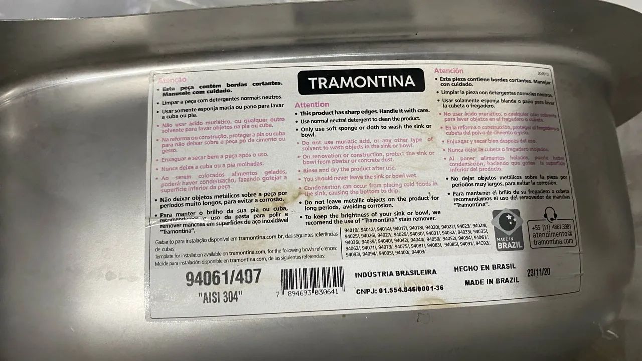Cuba para Pia Dupla Tramontina 78x40 Inox - Foto 3