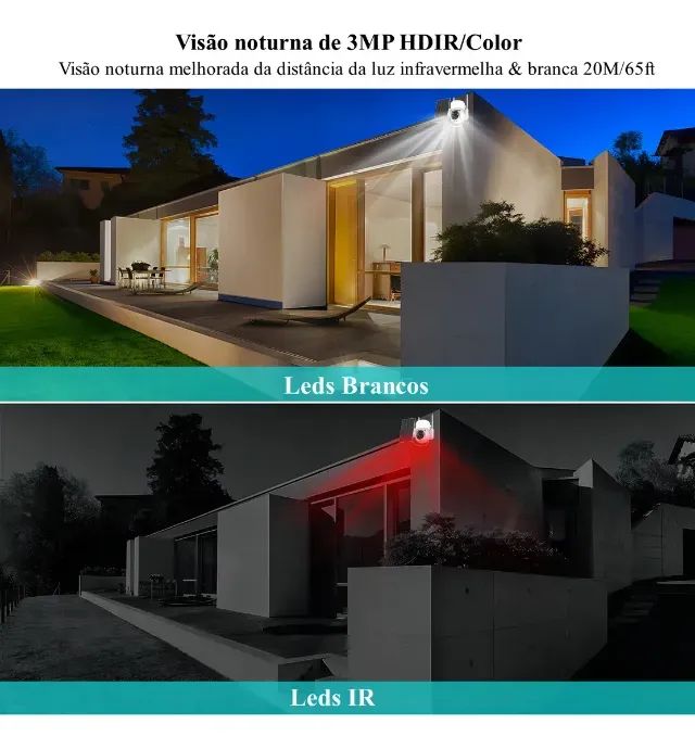 Camera De Segurança Solar Wi-fi Prova D'água Visão 360 graus Q6 Lens 3.6mm - Foto 5