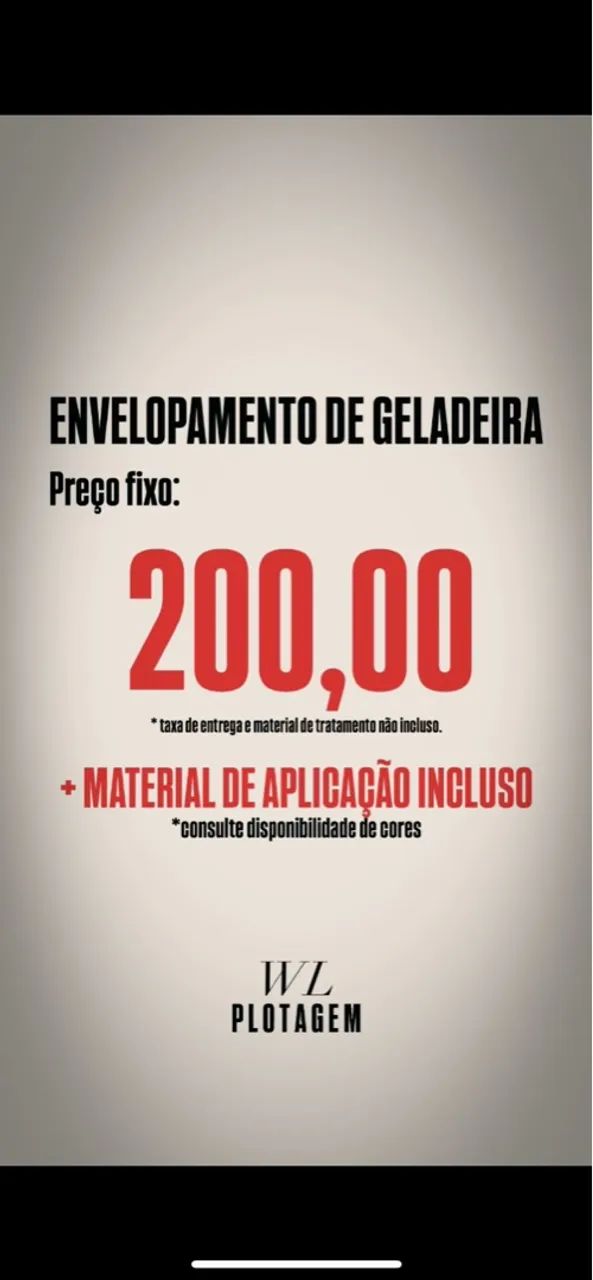 ENVELOPAMENTO DE GELADEIRA: 200,00