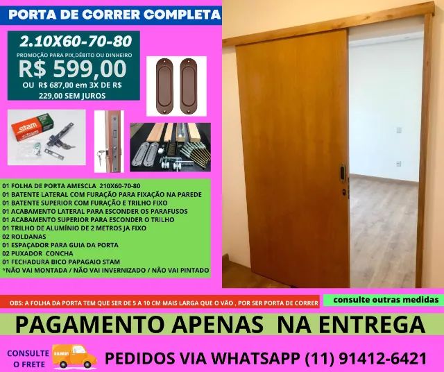 kit porta correr mode completa modelo pç1