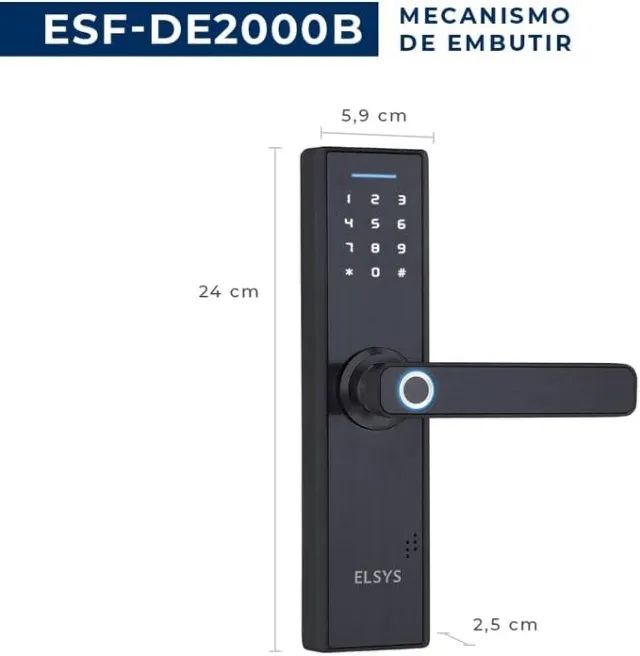 FECHADURA DIGITAL DE EMBUTIR COM BIOMETRIA ESF-DE2000B - PRETA