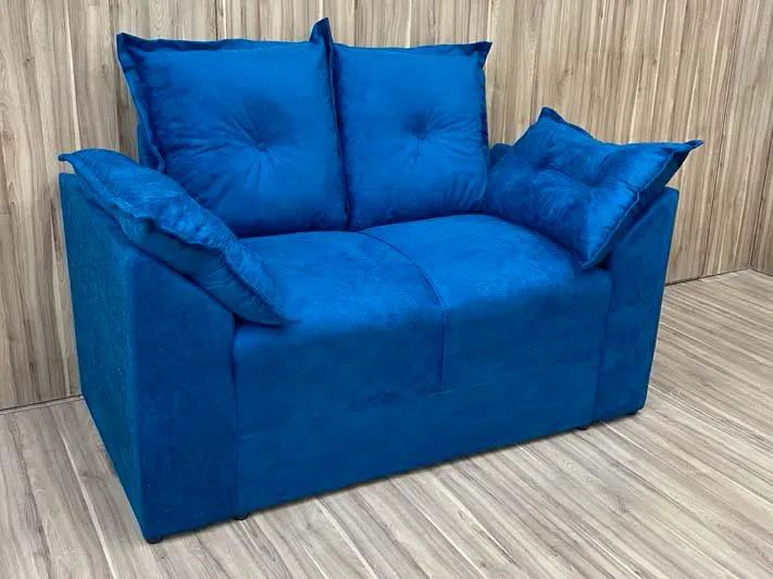 Conjunto Sofá 2 e 3 Lugares Suede Azul - Foto 2