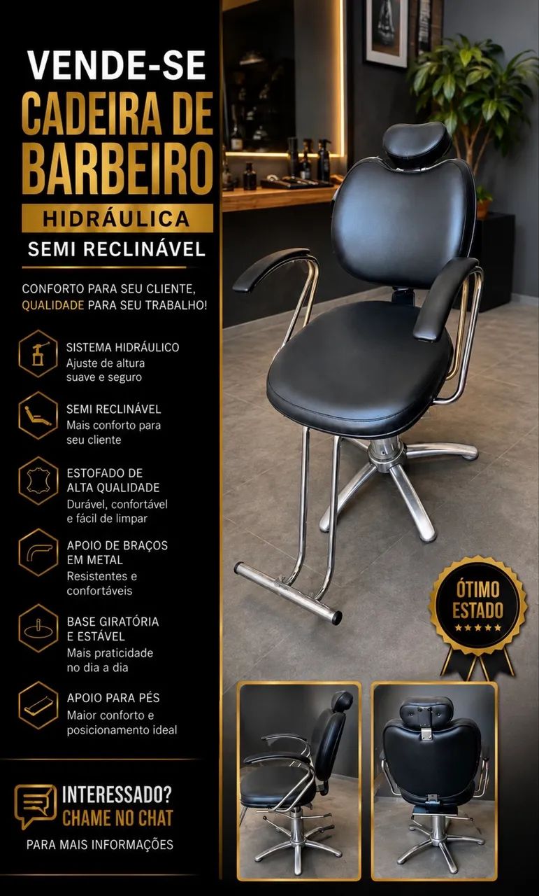 Cadeira de Barbeiro hidráulica 