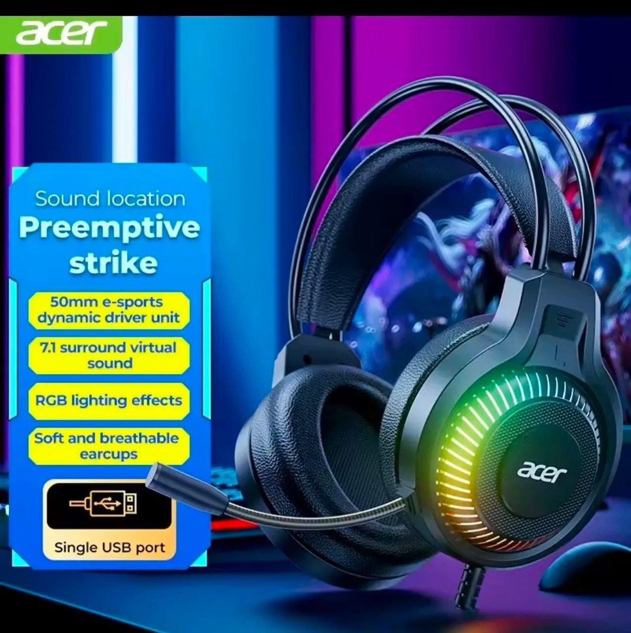 Headset Acer rgb - Foto 3