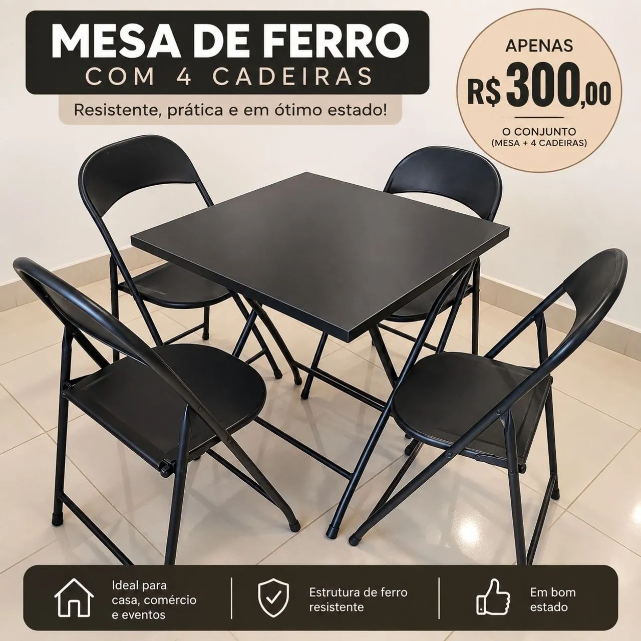 Mesa de ferro 4 lugares 