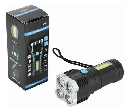 Lanterna 4 núcleos potente usb recarregável  - Foto 2