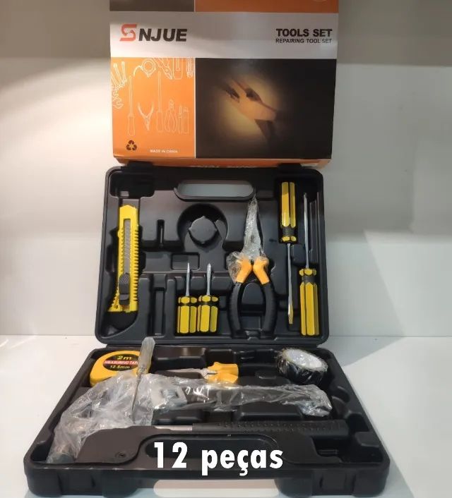 【ゆ】10セット Kit Ferramentas Maleta Jogo 12 Peças Multiuso Casa Le-1991