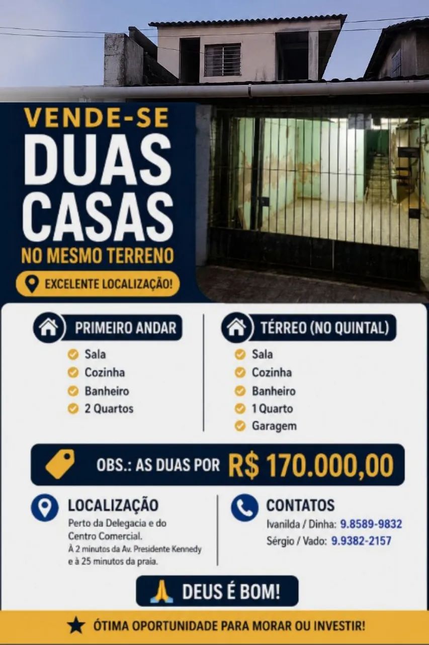 Vendo casa duplex R$170.000,00