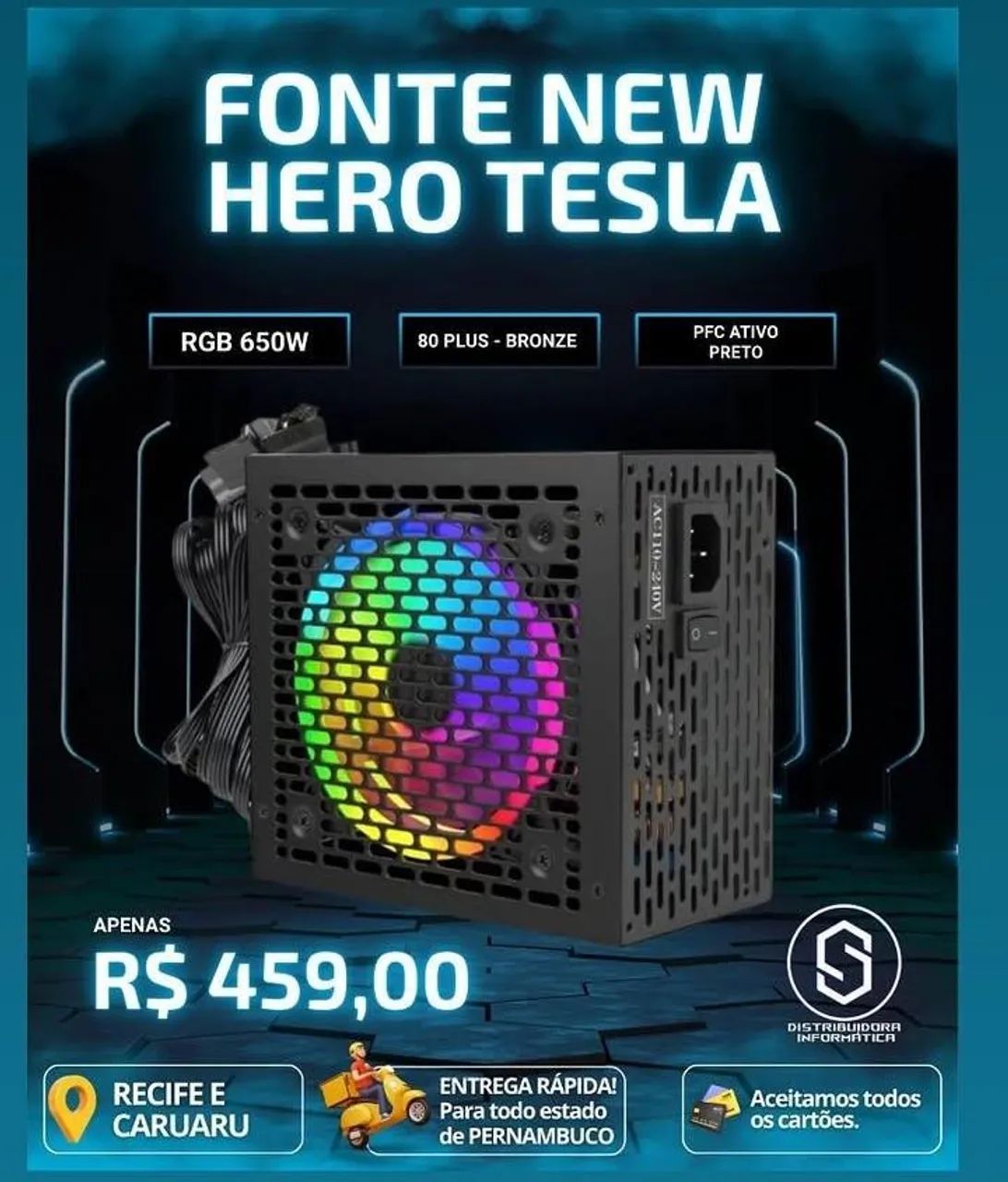 Fonte New Hero Tesla com 650w - Foto 2