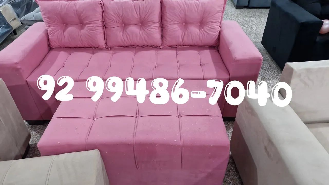 SOFA 3 LUGARES + PUFF EXTRA GRANDE + FRETE GRÁTIS 