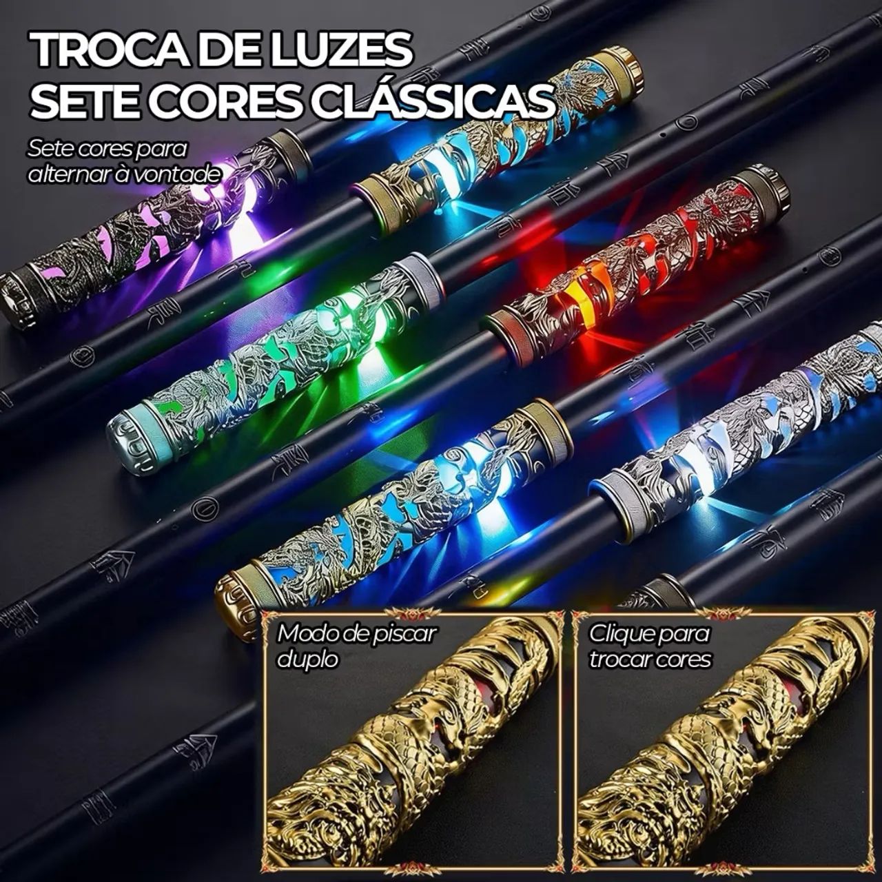 Bastão eletrônico com sons luz abre e fecha por voz  - Foto 3