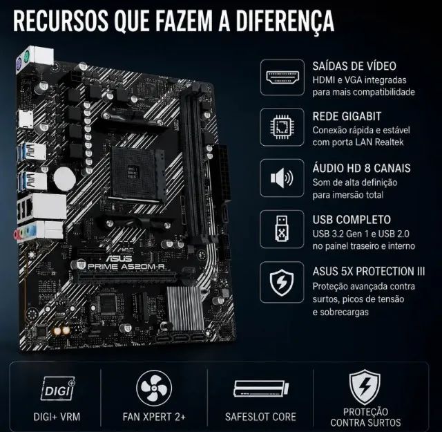 Placa Mãe Asus lacrada Prime A520M-R AMD AM4