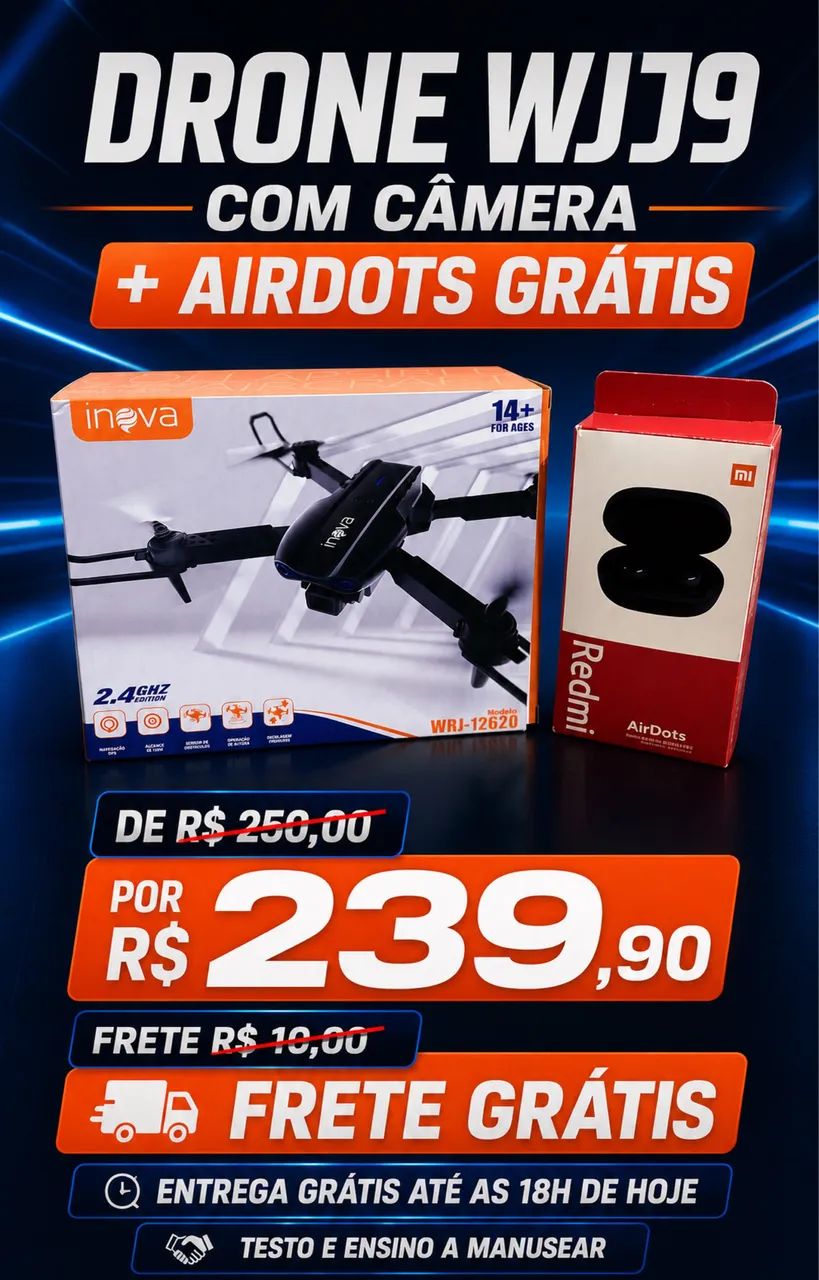 Drone WJ19 com Câmera + AirDots Grátis