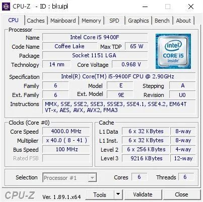 Processador I5 9400F 6 núcleos 